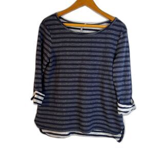 Kate Park Striped Cotton Blend Terry Fabric Top Casual Nautical Size Large‎